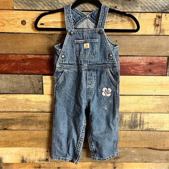 Carhartt Denim Embroidered Overalls Size 24 Months‎ - Picture 1 of 12
